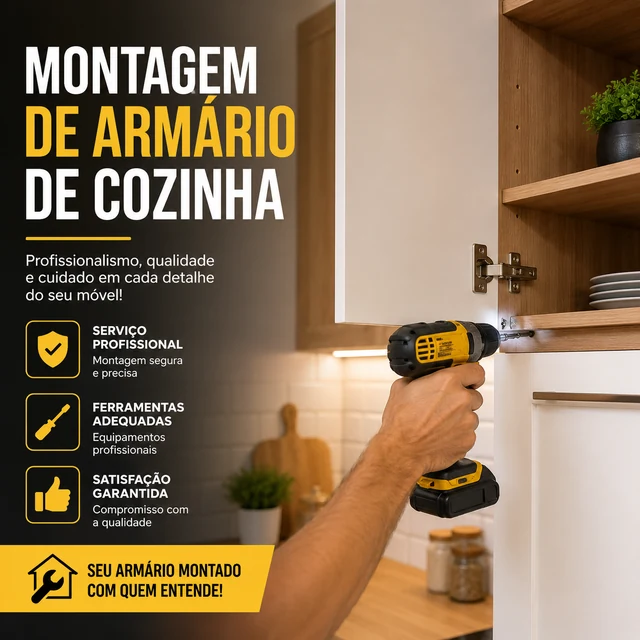 Montagem de armário de cozinha com ajuste de dobradiça