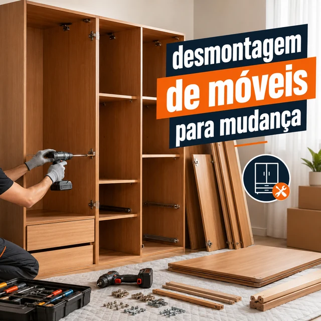 Desmontagem de guarda-roupa para mudança com peças organizadas