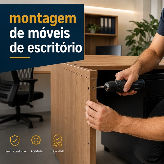 Montagem de móveis de escritório com parafusadeira